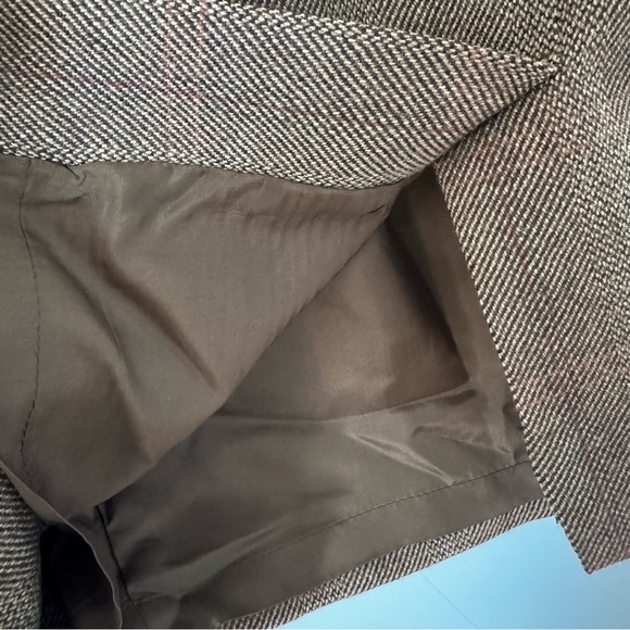 Vintage Ralph Lauren Wool Tweed Plaid Skirt 10 Brown Classic Pencil -Made in USA - Picture 4 of 7